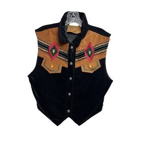 Saddle Ridge Vintage Collection Midwest Vest Navajo Pattern Rayon And Cotton USA